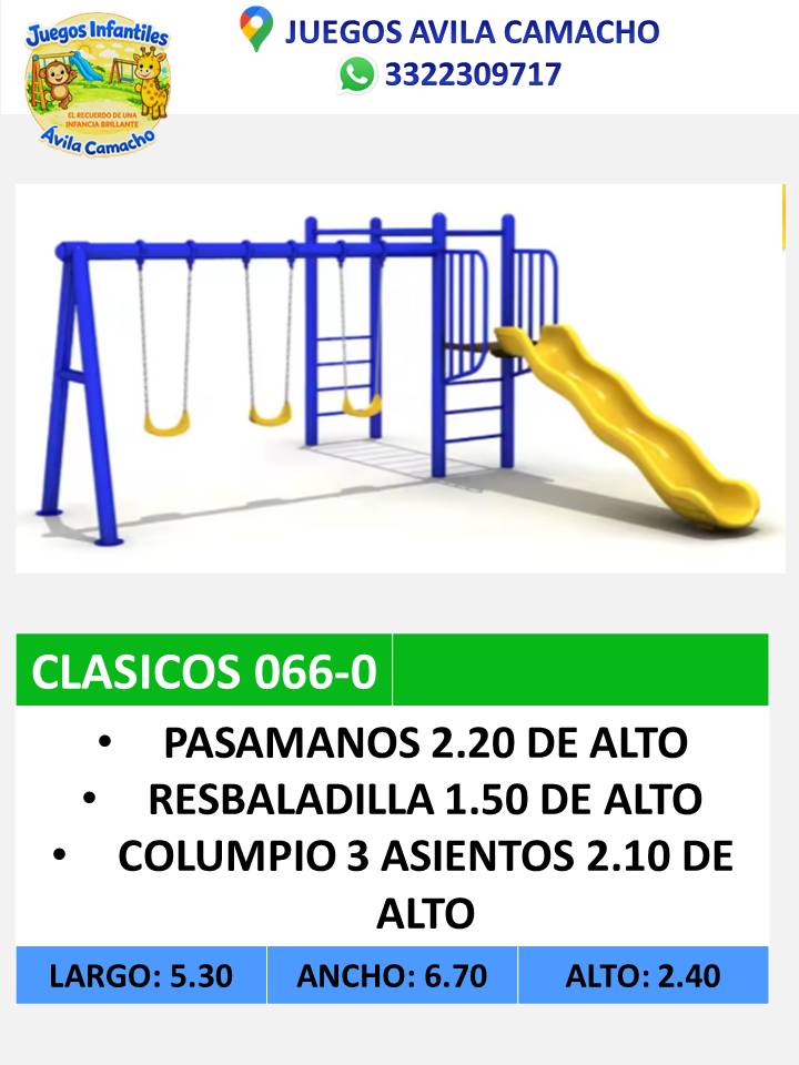 columpio + resbaladilla 1.50 de alto